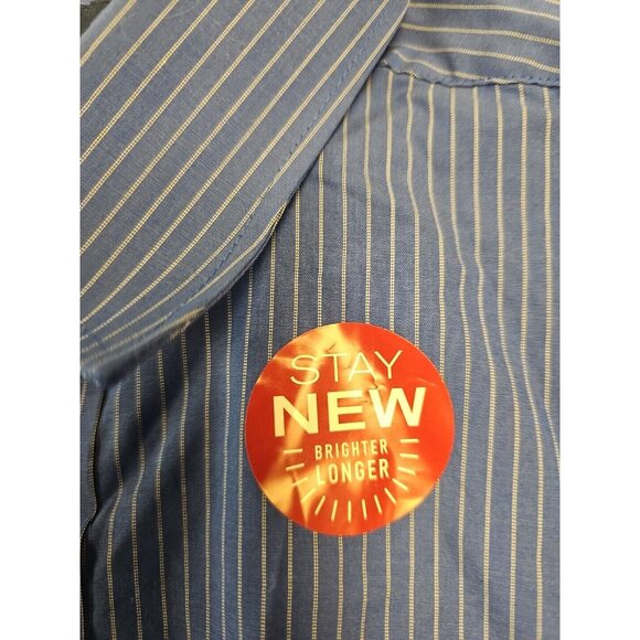 Stanford Travel Performance Super Shirt Size 16 32-33 Blue Striped New - Picture 4 of 7